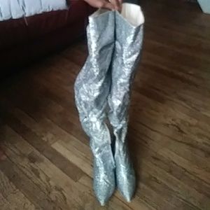 Silver,gilter thigh boots